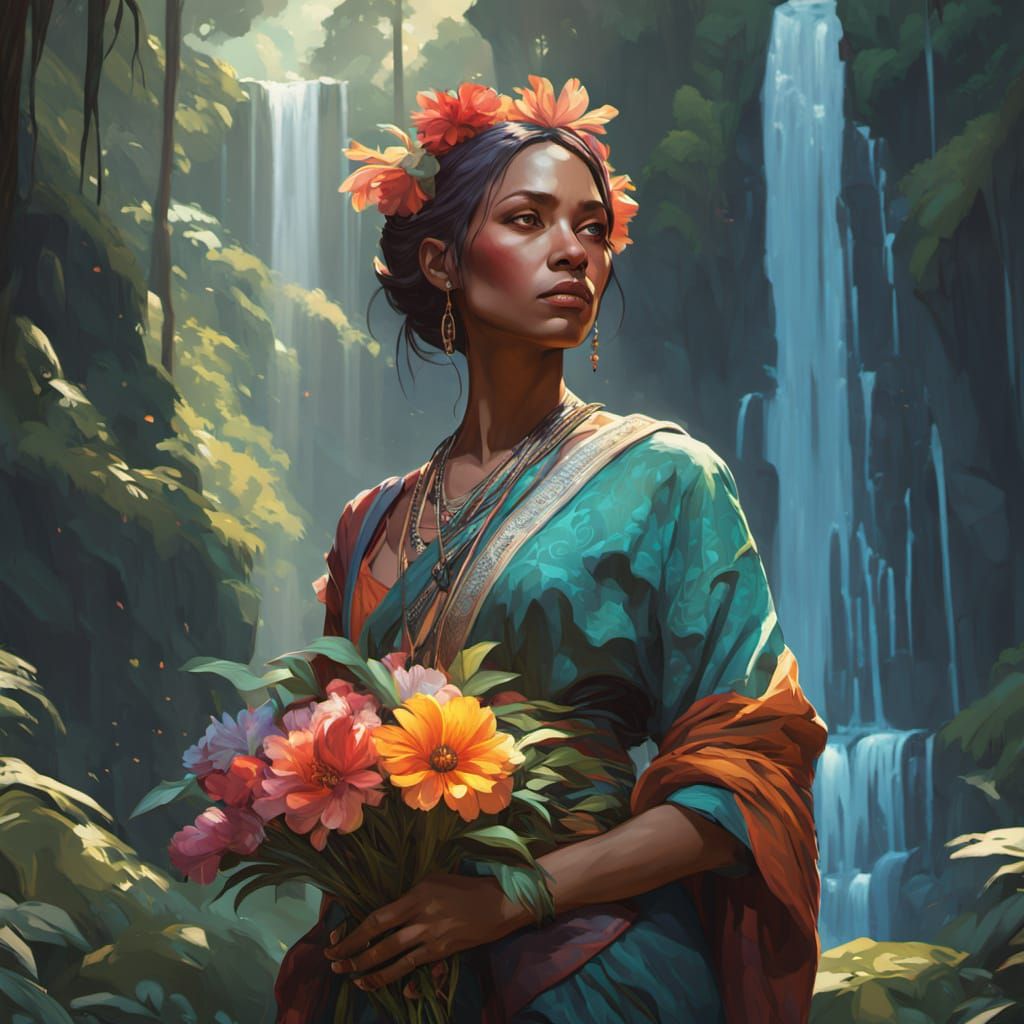 Vibrant Jungle Goddess in Fauvist Splendor