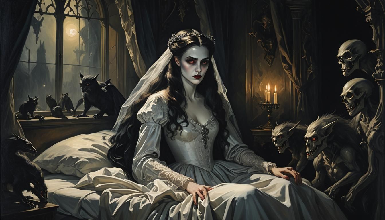 Dracula's Bride in Gothic Dark Romanticism Style