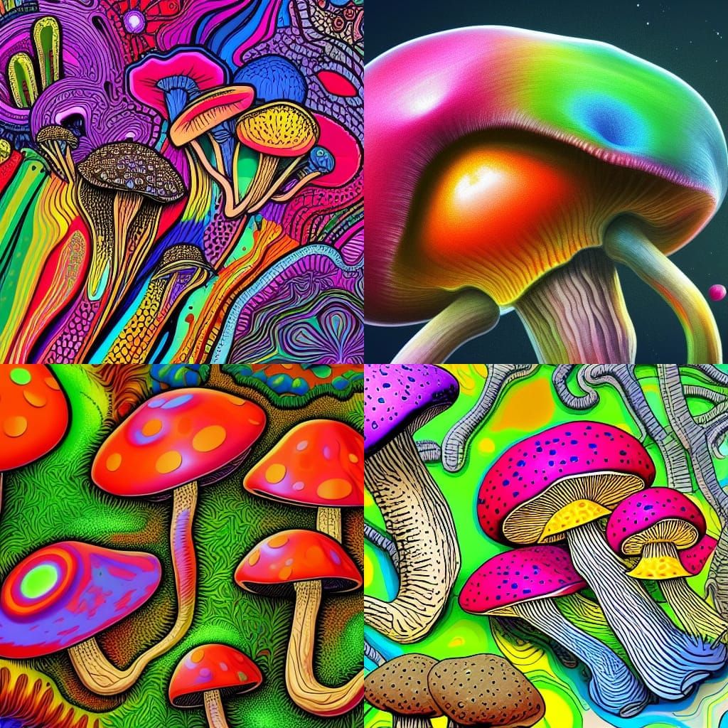 Psychedelic Mushroom: Intricate Colorful Concept Art