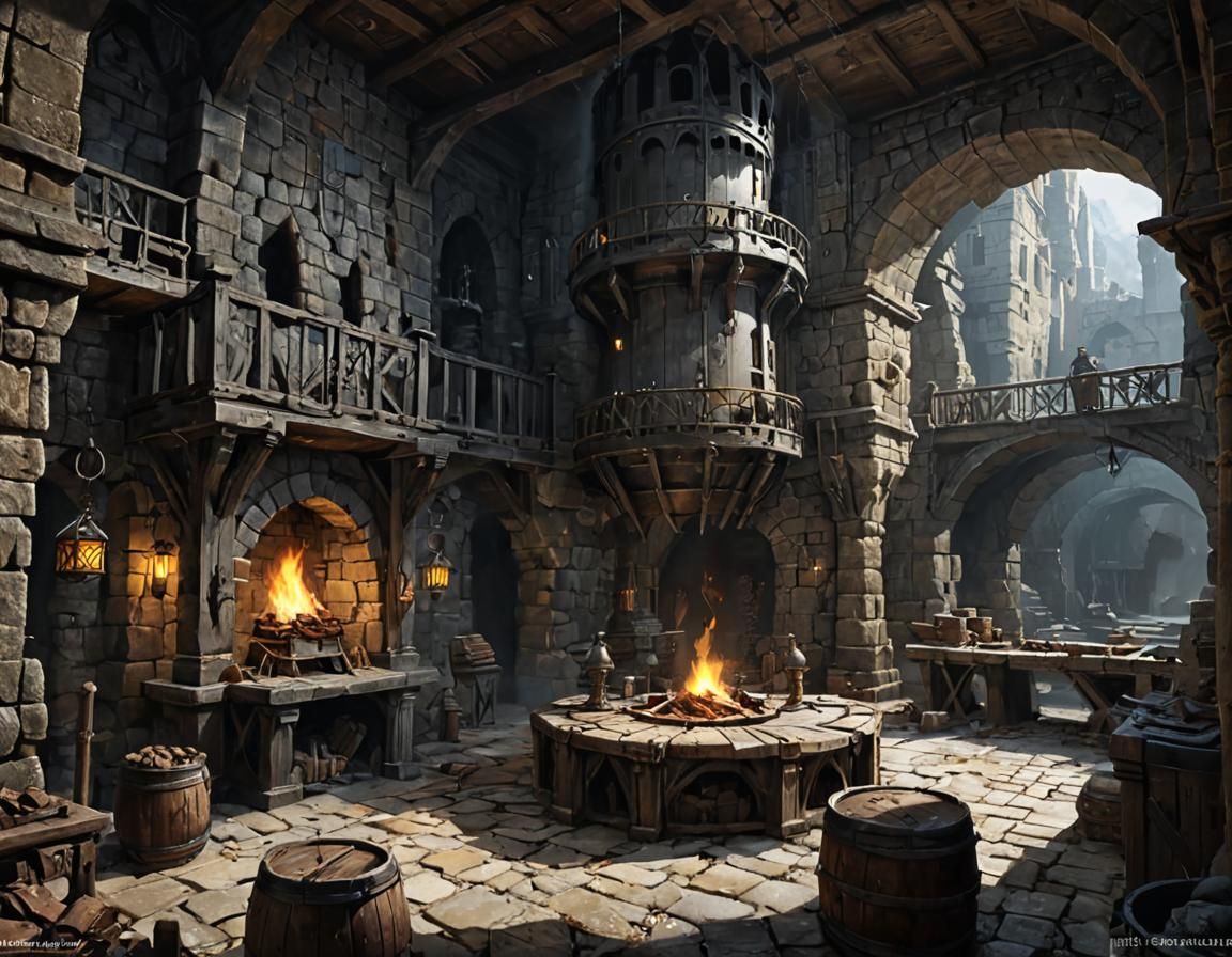 Dwarves Explore Secret Mine in Atmospheric Concept Art