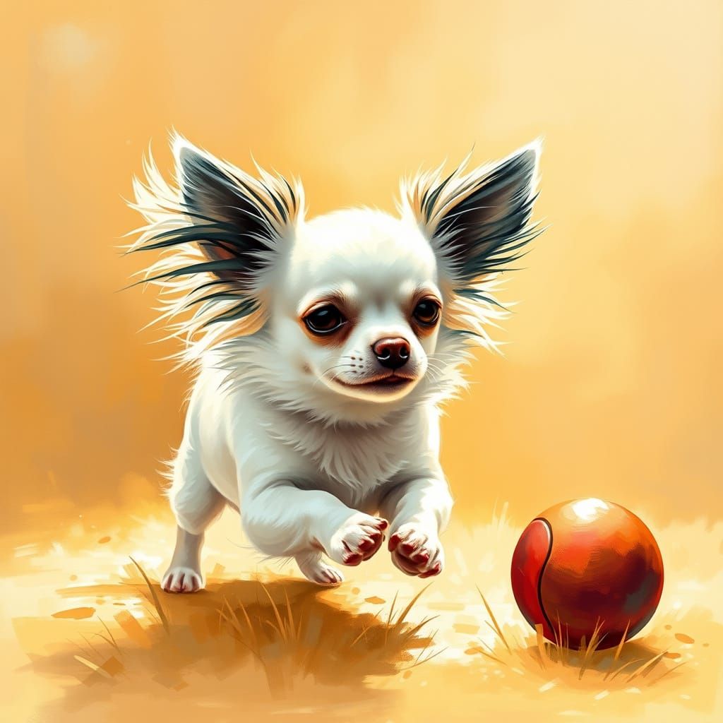 Vibrant Chihuahua in Gouache Style: A Joyful Ball of Energy