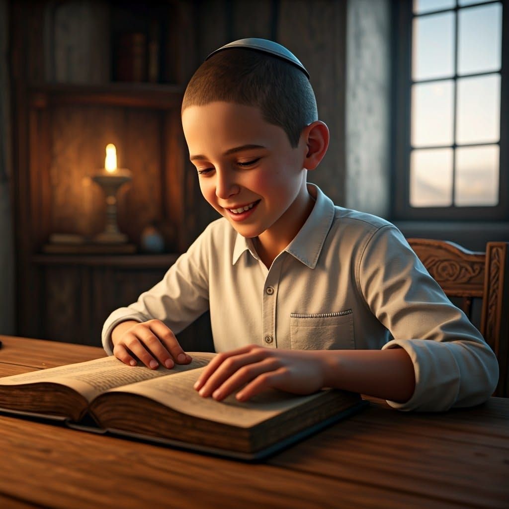 Joyful Boy Reading: Fantasy Concept Art in 8k