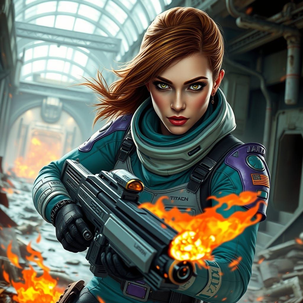 Futuristic Soldier in Sci-Fi Battle Scene