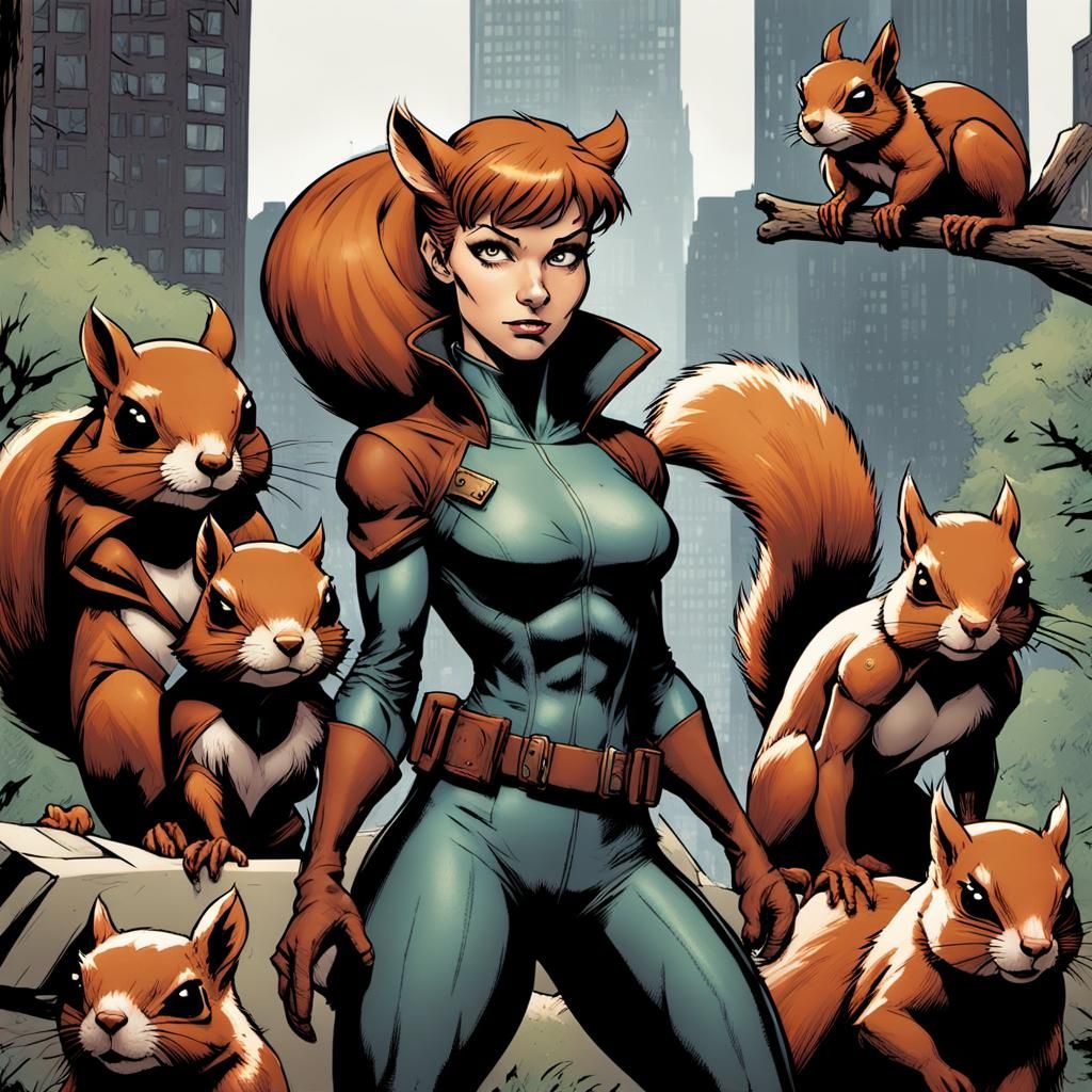 Squirrel Girl in Comic Book Art Style