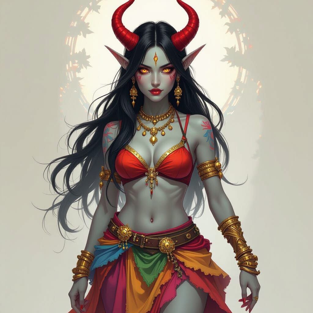 Tiefling Dancer in Fantasy Style