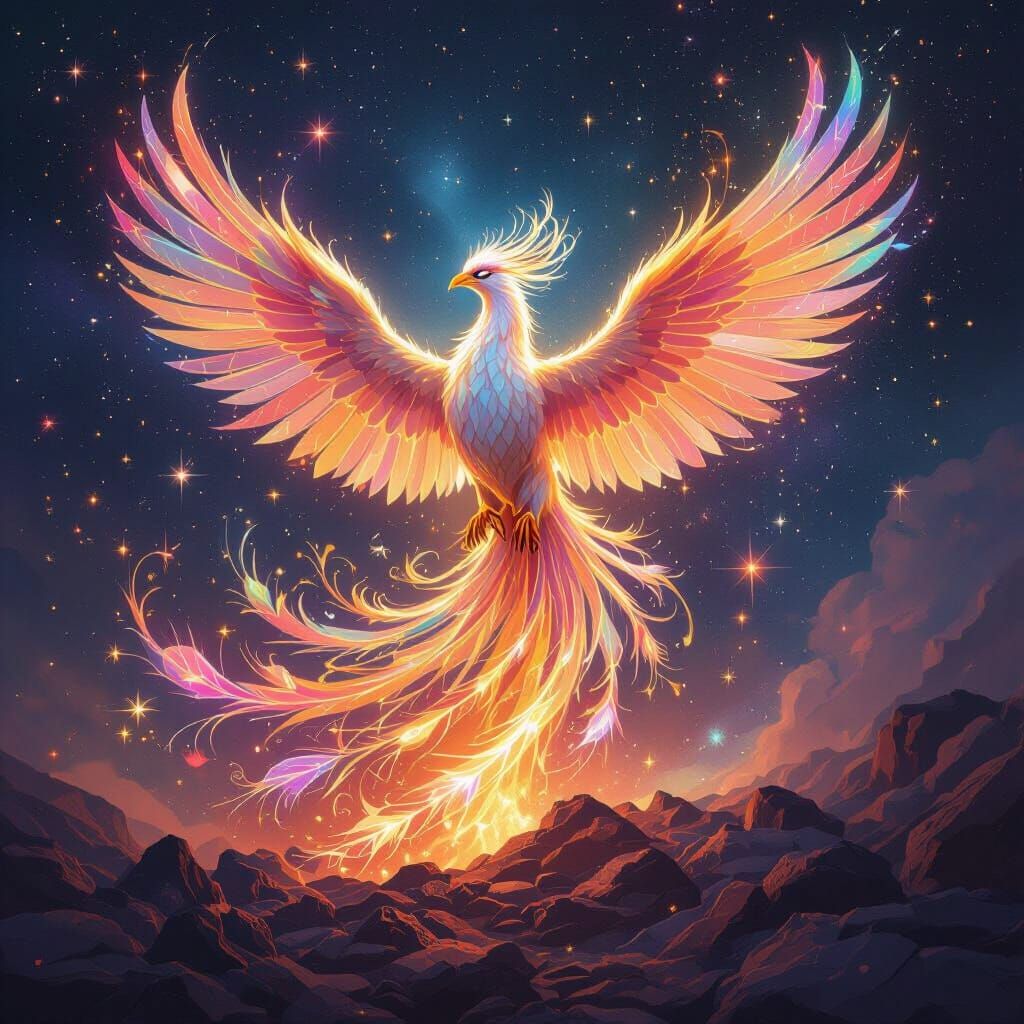 Crystal Phoenix Rising: A Holographic Cosmic Illustration