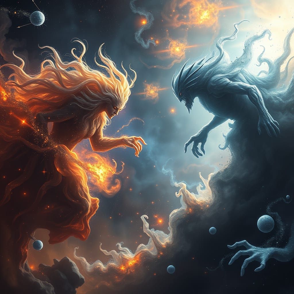 Cosmic Battle of Light Beings vs. Shadow Voidlings