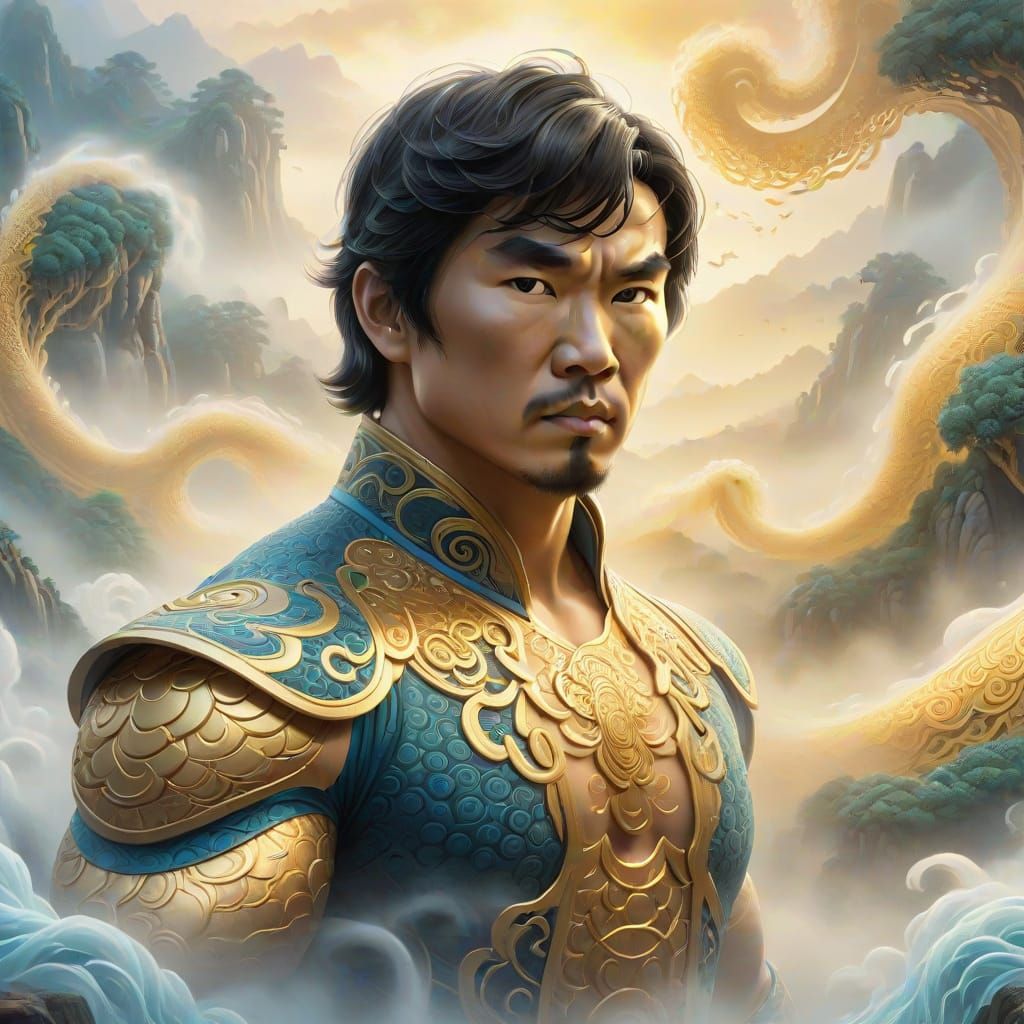 Shang Chi in Mystical Zentangle Landscape