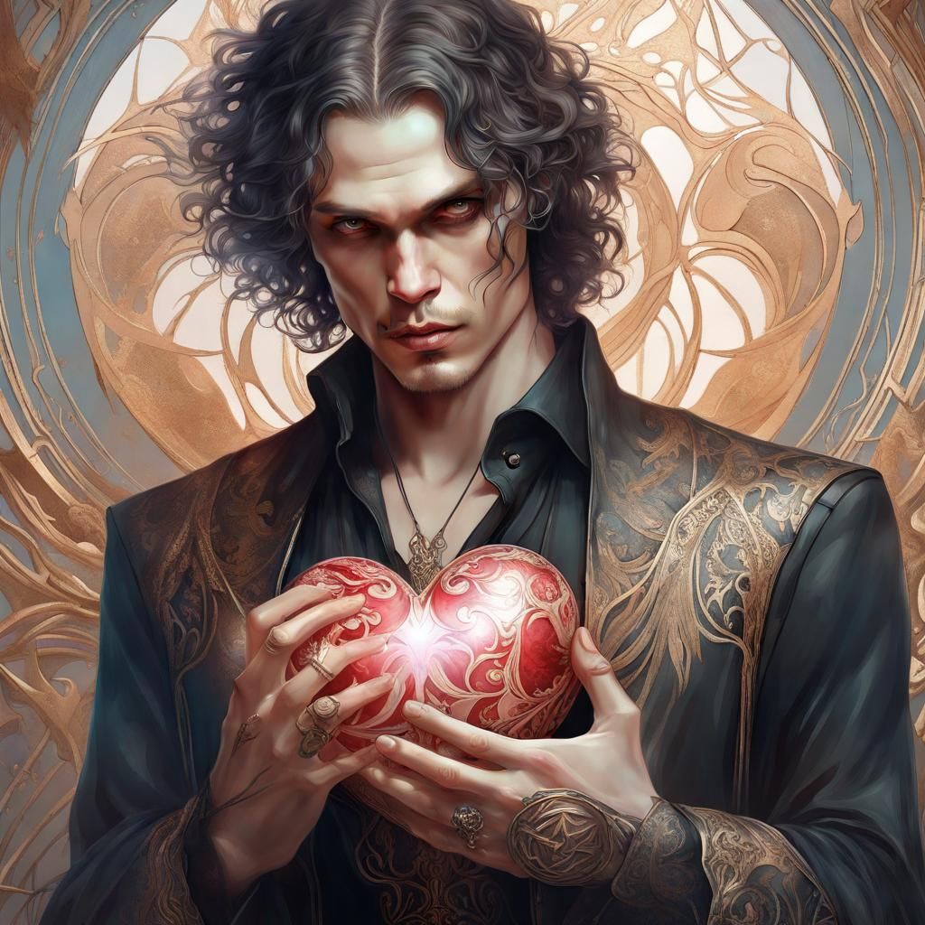 Romantic God of Love Portrait in Detailed Style