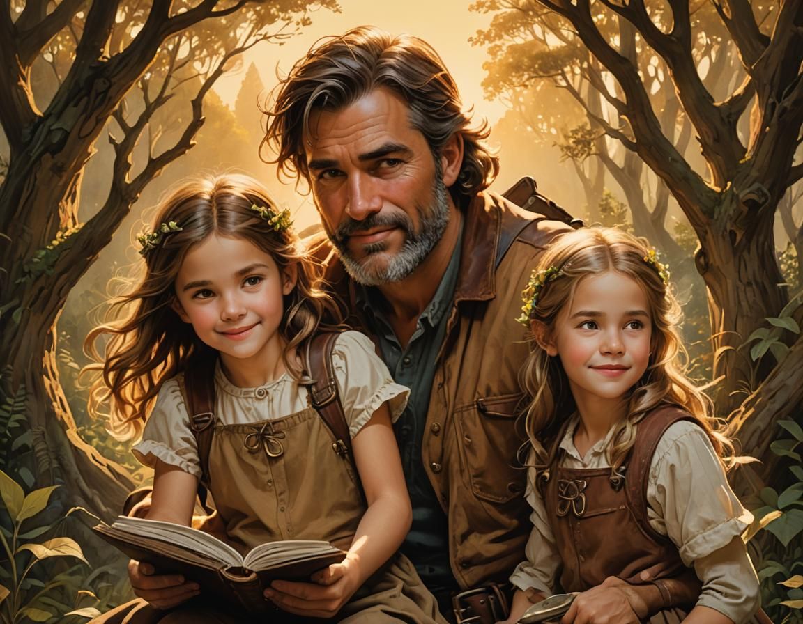 Father and Daughter Teamwork in Hyperdetailed Fantasy Portra...