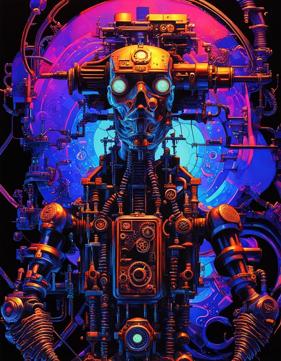 Steampunk Cybernetic Man in Bio Art Style