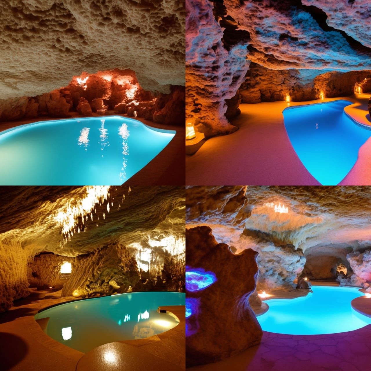 Glowing Crystal Pool in Cavern