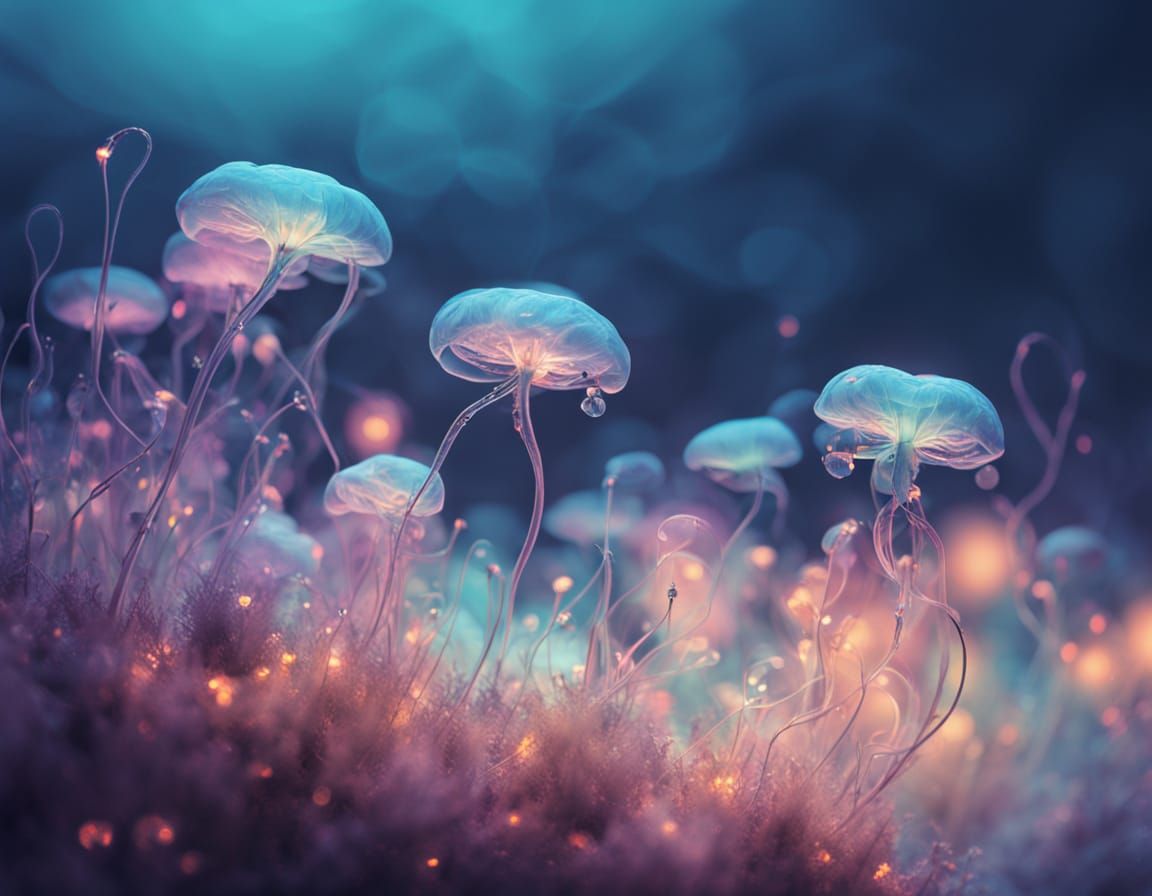 Dreamy Bioluminescent Fantasies in Iridescent Hues