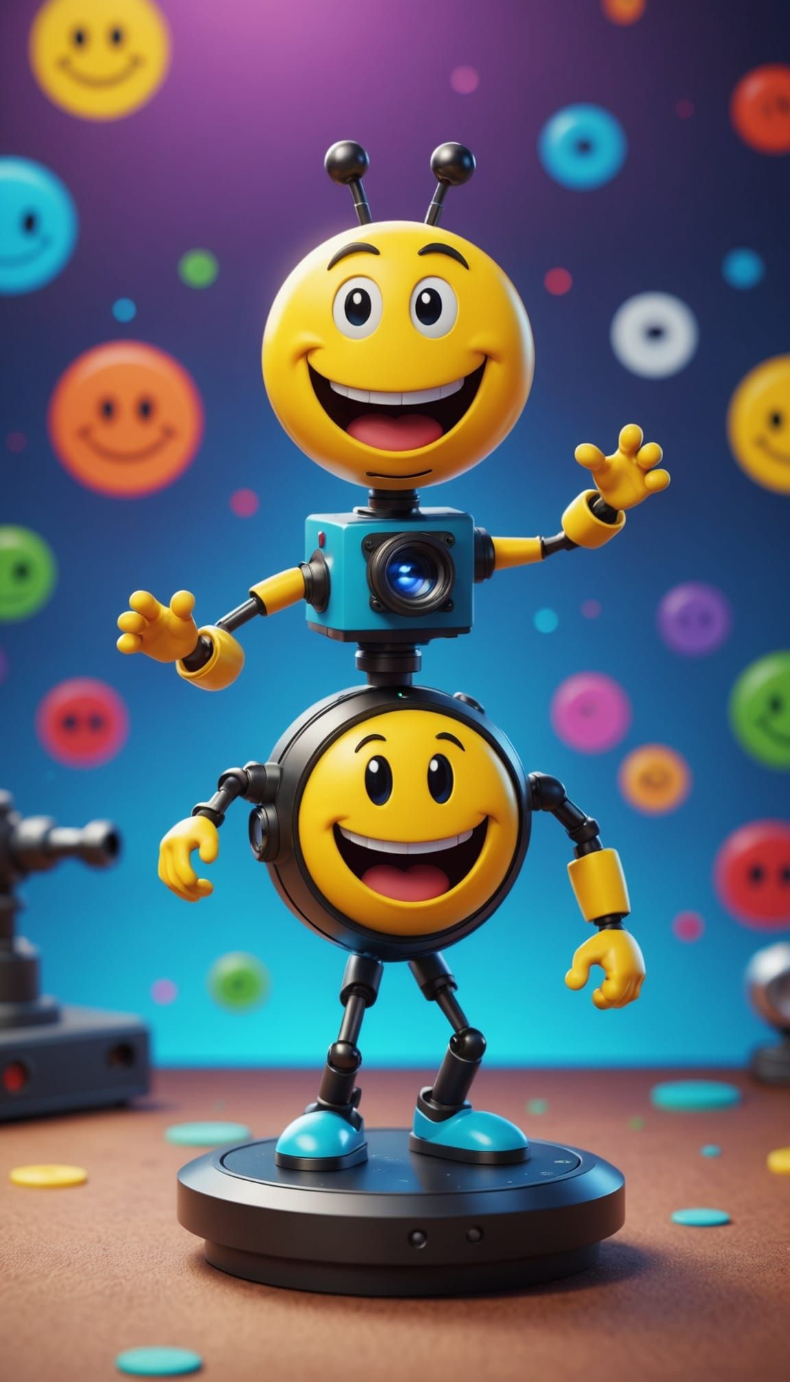 Dancing Amoeba with Smiley Face on Microscope Slide