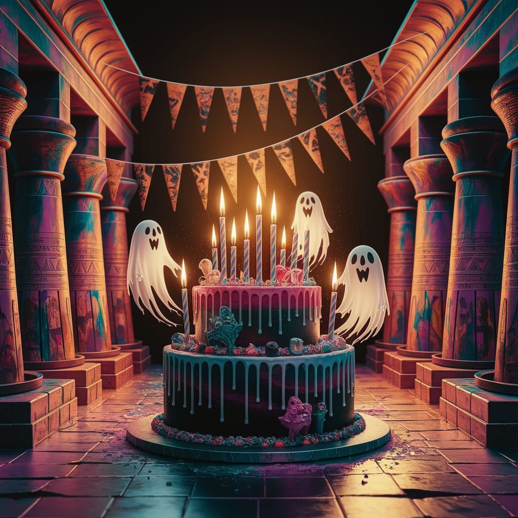 Spooky Egyptian Birthday Celebration with Haunted Cake
