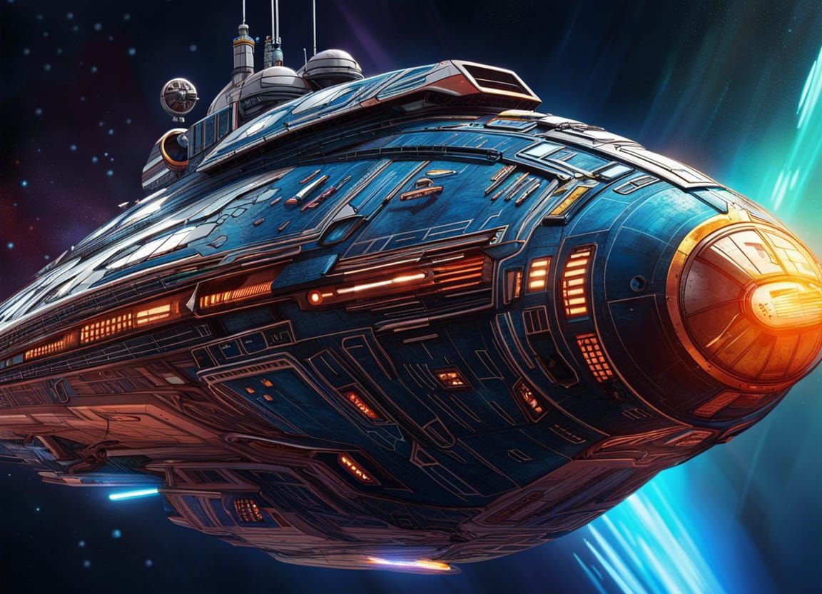 Sci-Fi Spaceship Concept Art in Hyperrealistic Style