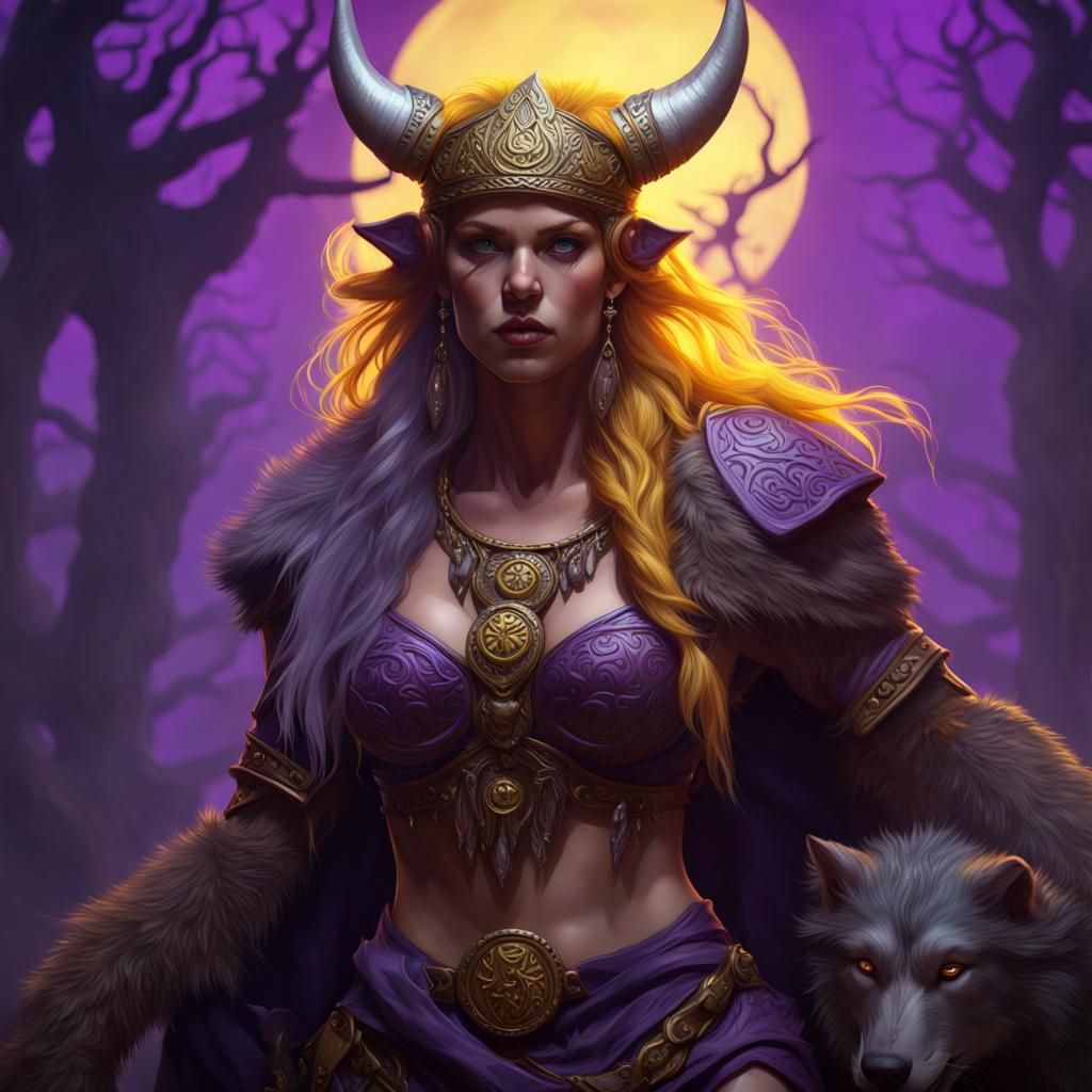 Viking Werewolf Goddess in Dark Fantasy Style
