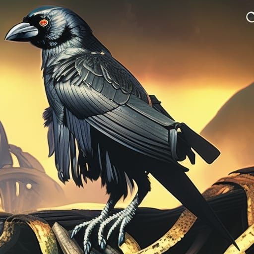 Neon Crow in Dark Fantasy Style, 8K