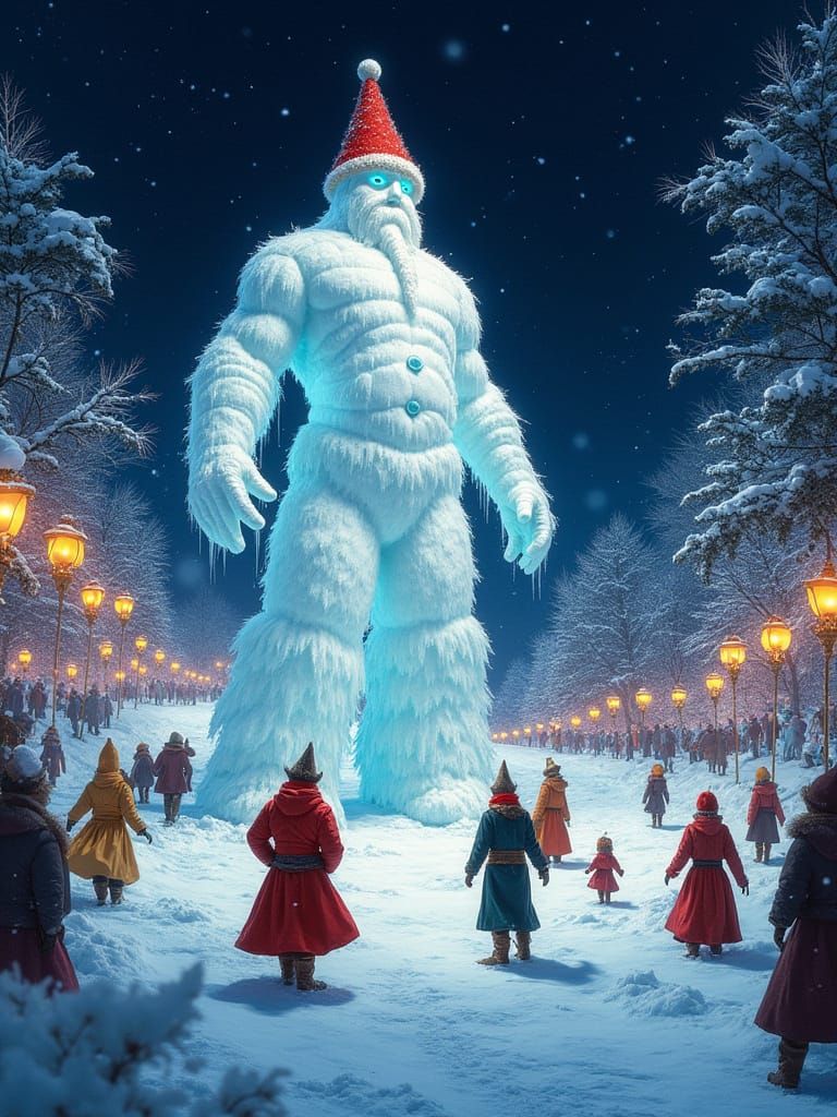 Surreal Quebec Winter Wonderland in Cyberpunk Style