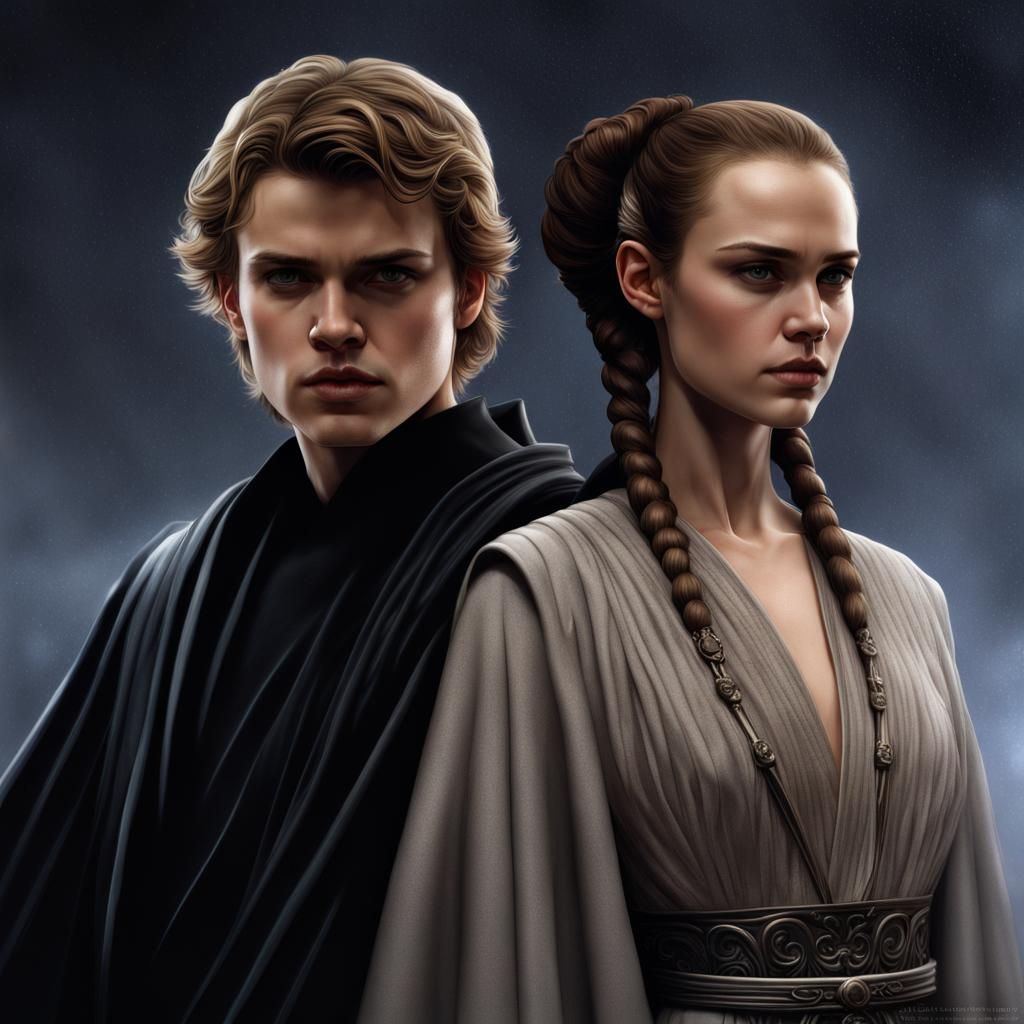 Anakin and Padme in Detailed Matte Painting