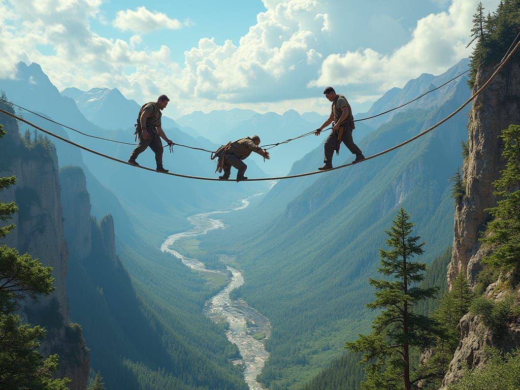 Epic Mountain Valley Crossing with Rope