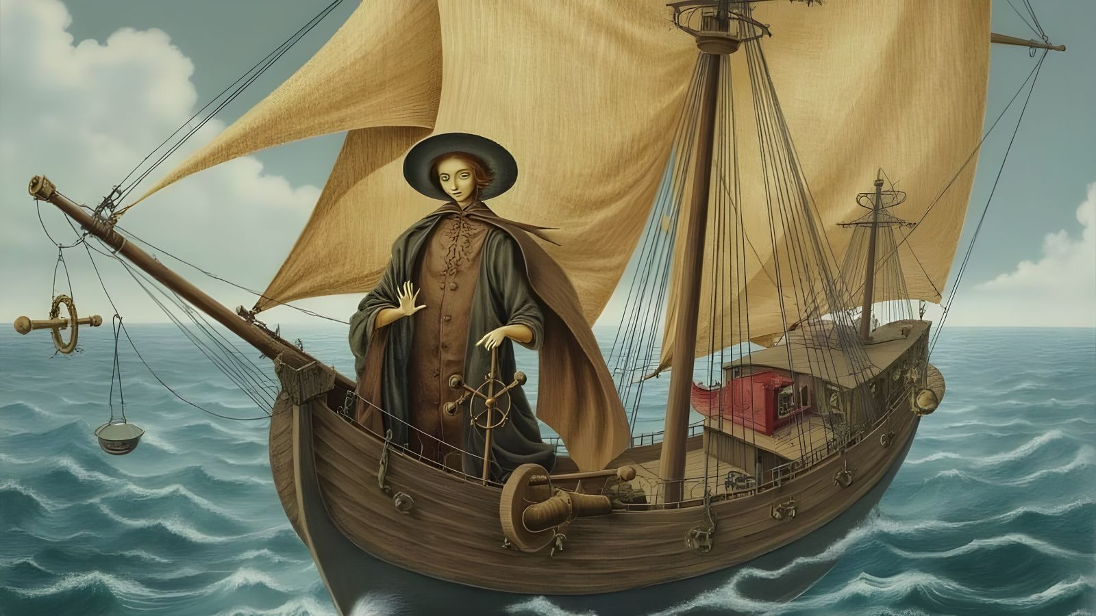 Woman in Vintage-Inspired Airship Sails Across the Horizon