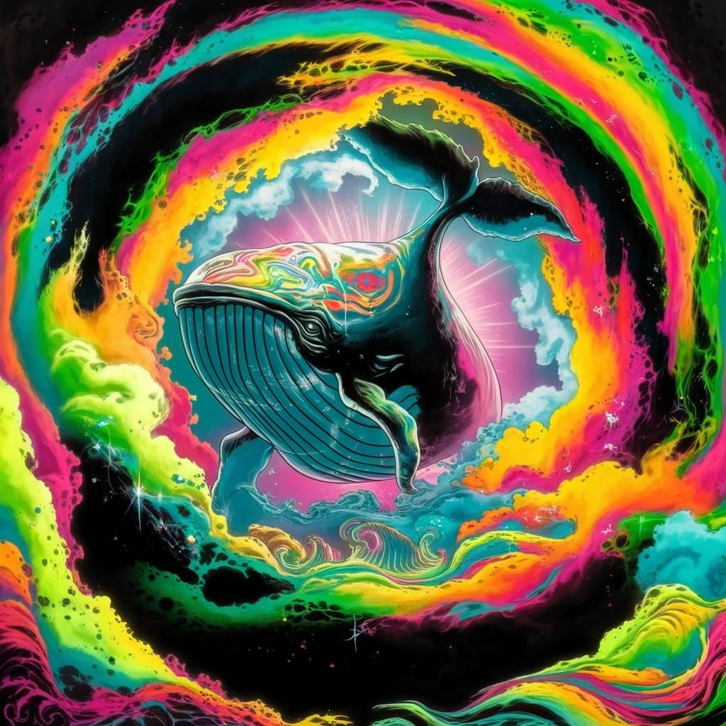 Psychedelic Whale with Vibrant Colors