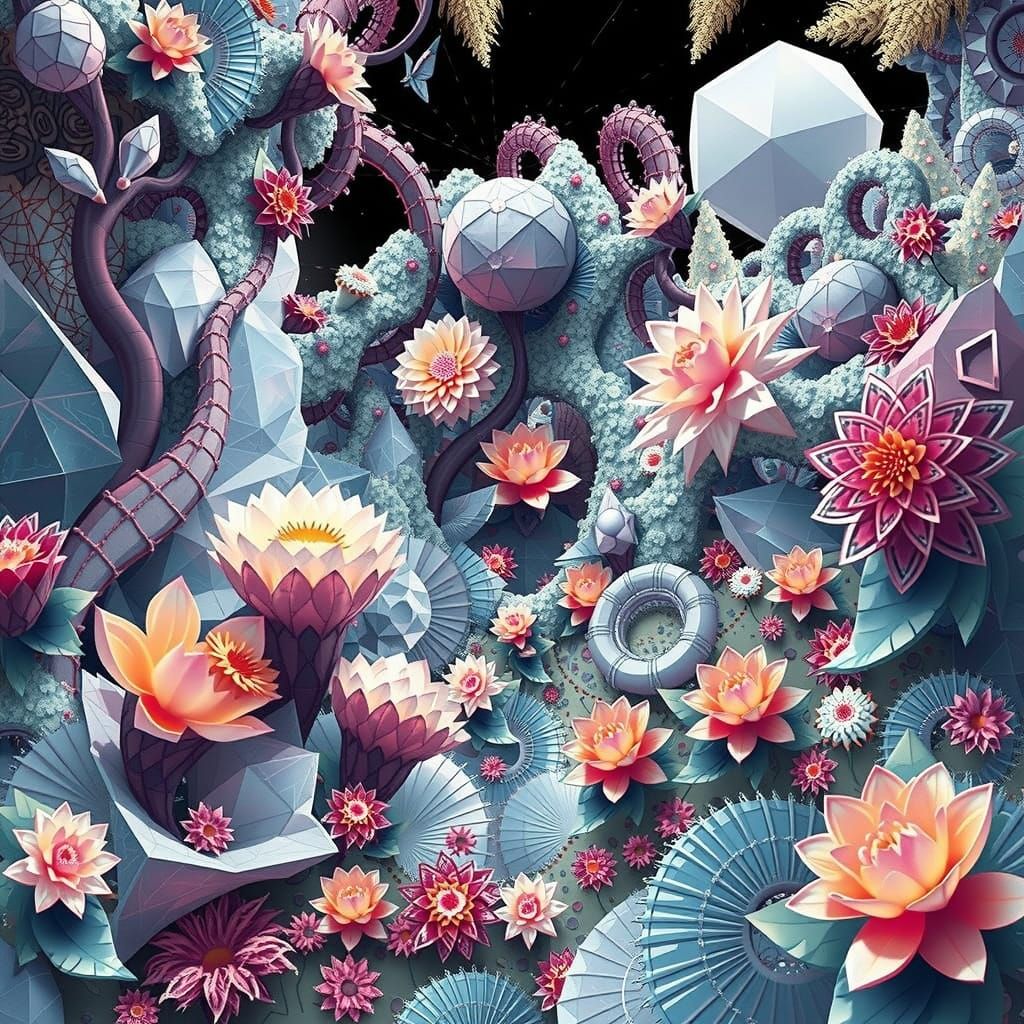 Fractal Botanicals in Cyberpunk Style