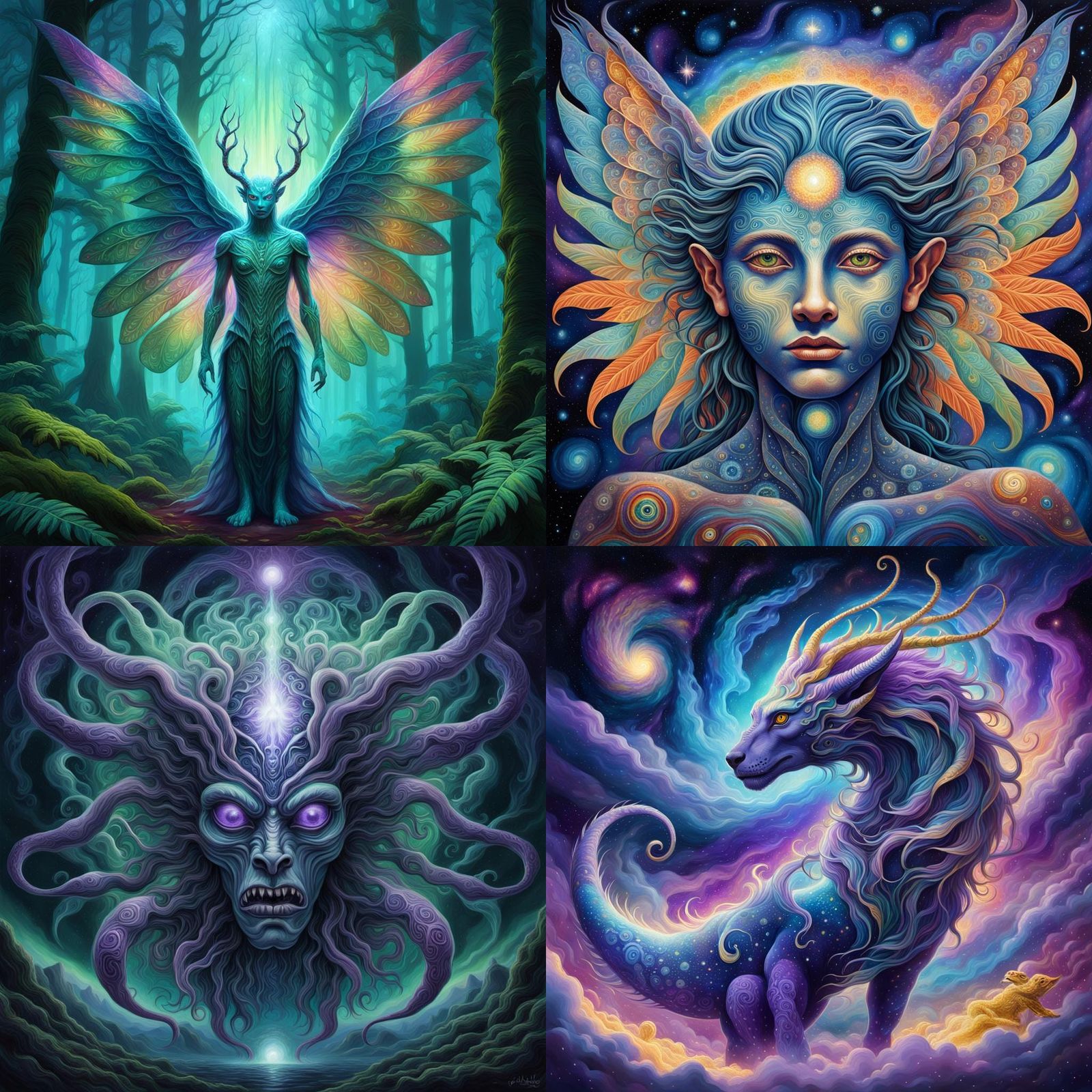 Beautiful Monster in Holographic Astral Illustration