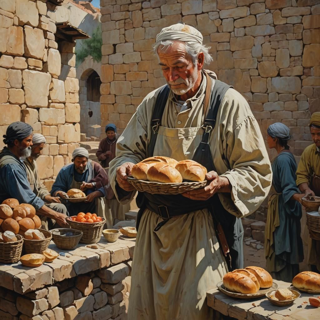 Daily Bread Still Life as Oil Painting