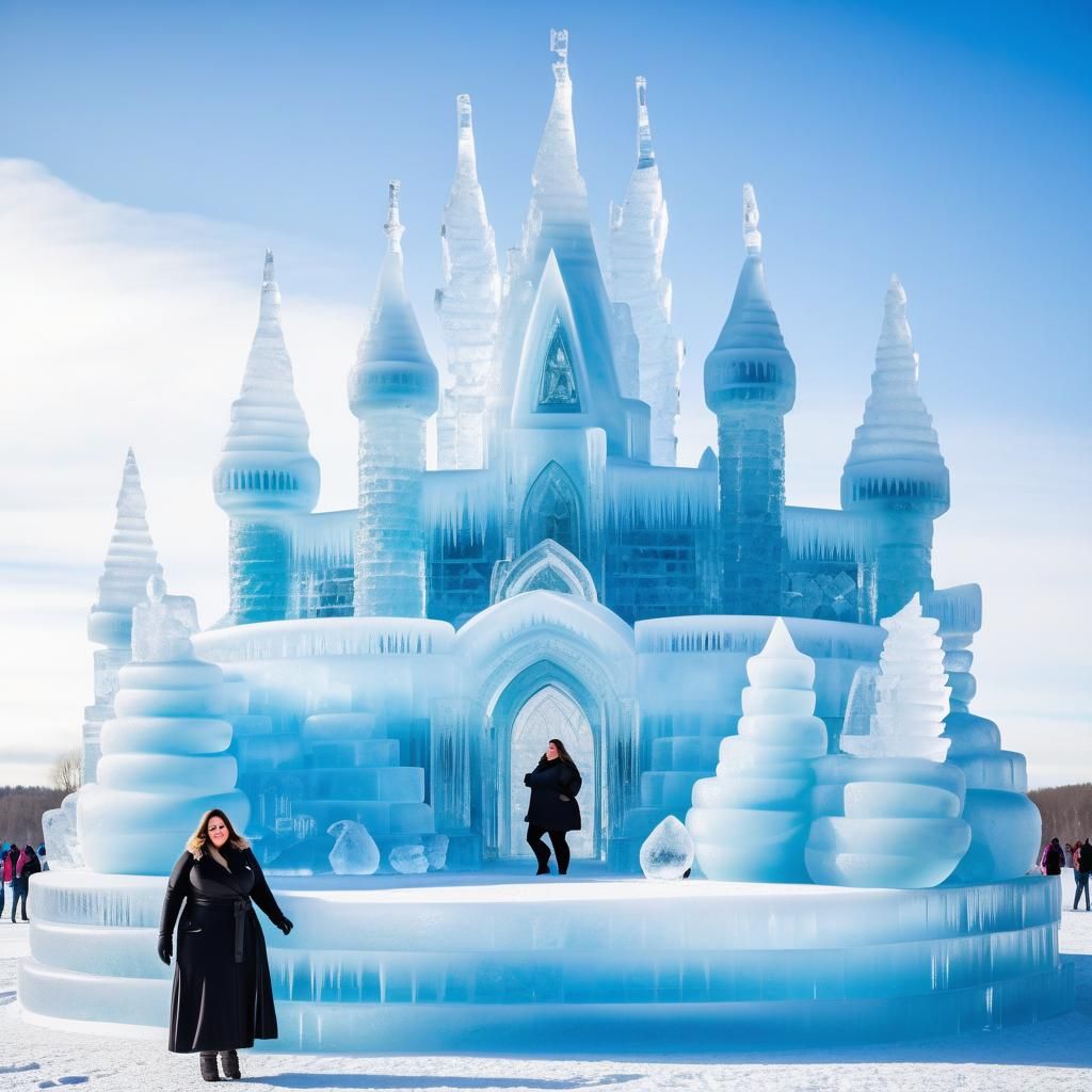 Magnificent Ice Sculpture Park with Ice Castle