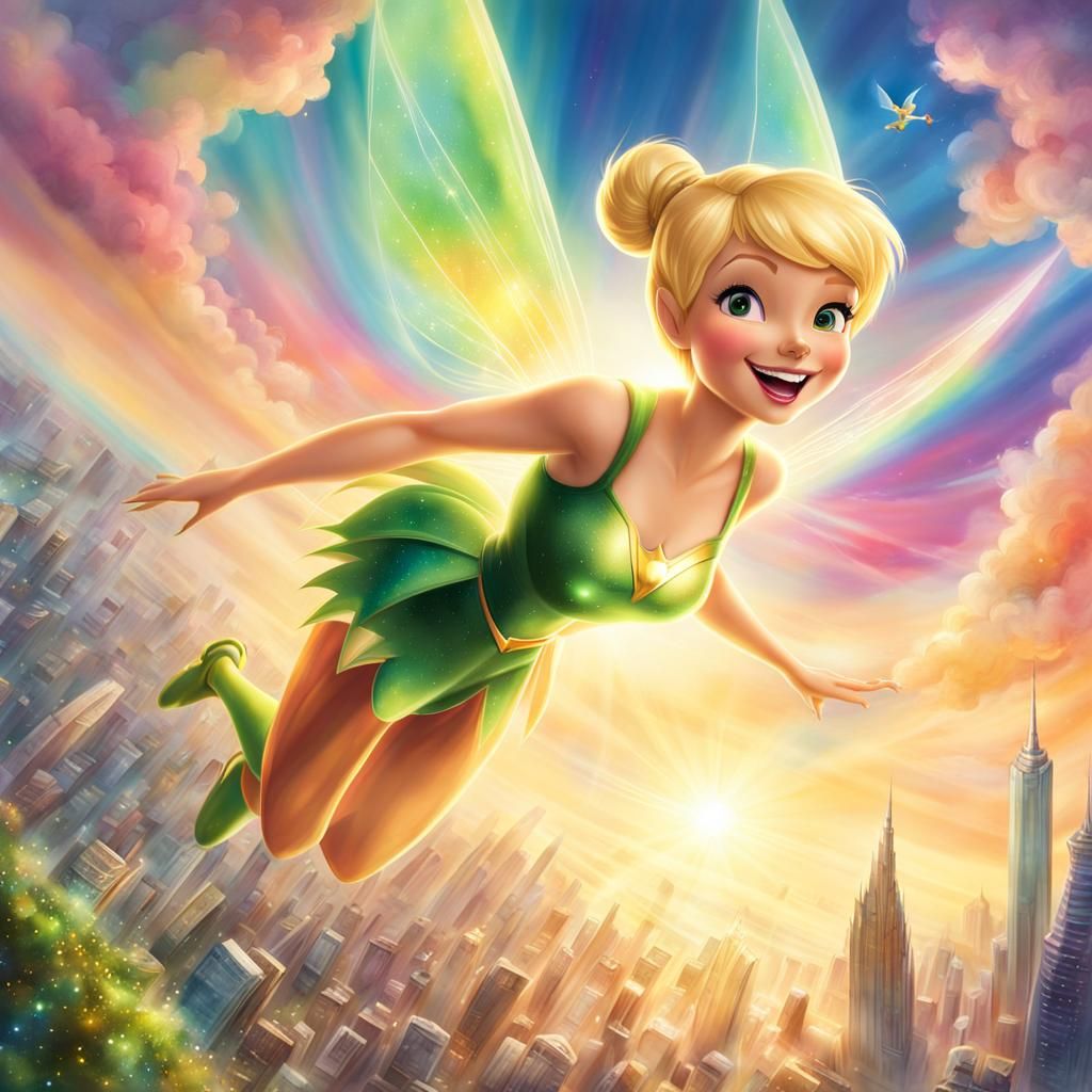 Tinkerbell as Supergirl Flies Over Emerald City