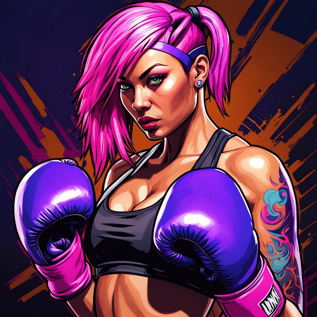 Biopunk Boxer with Cybernetic Augmentations