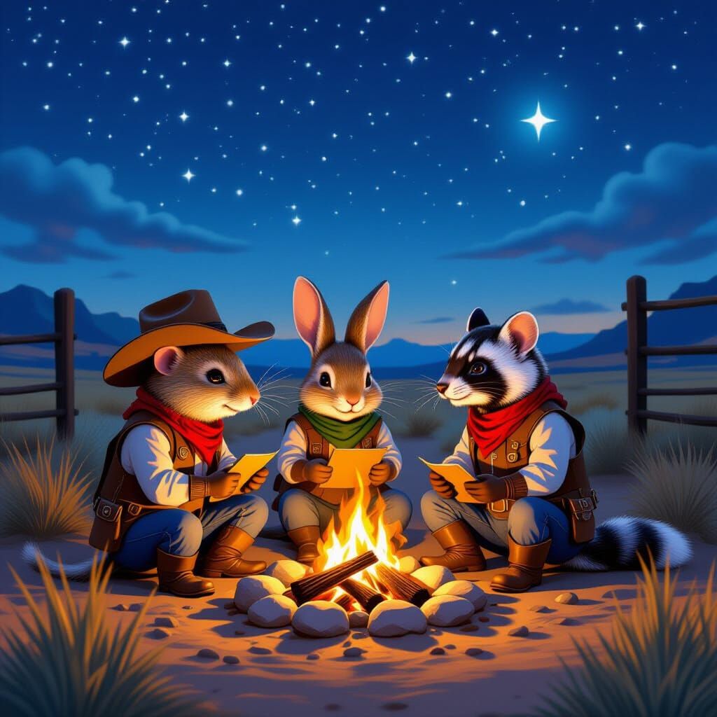 Wild West Critters Plan Heist by Campfire