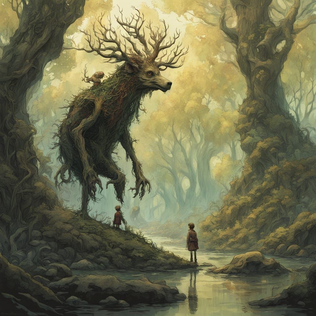 Arjun in Mystical Environment, Vibrant Digital Art