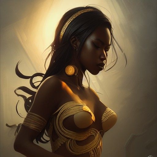 Dark Sun Goddess in Gold and Amber