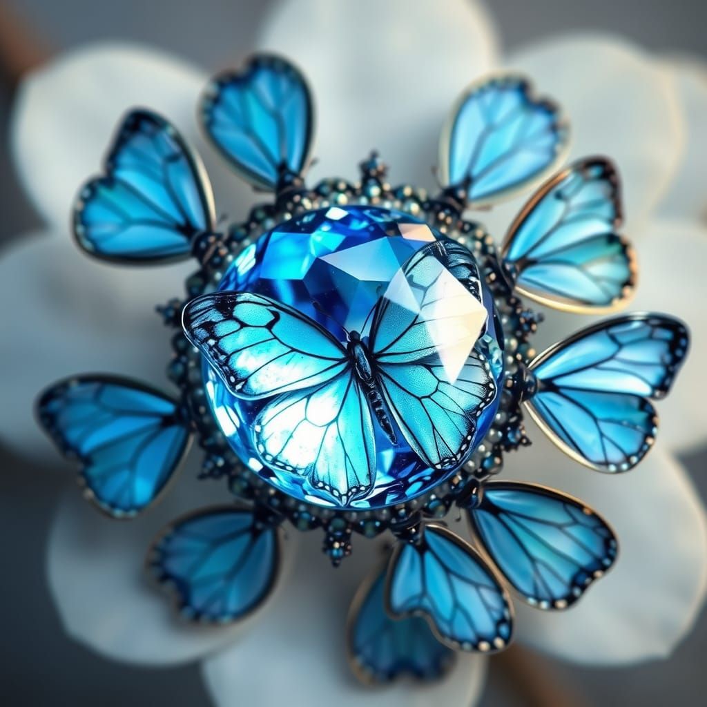 Pastel Winged Butterflies Dance Around Glowing Blue Ring