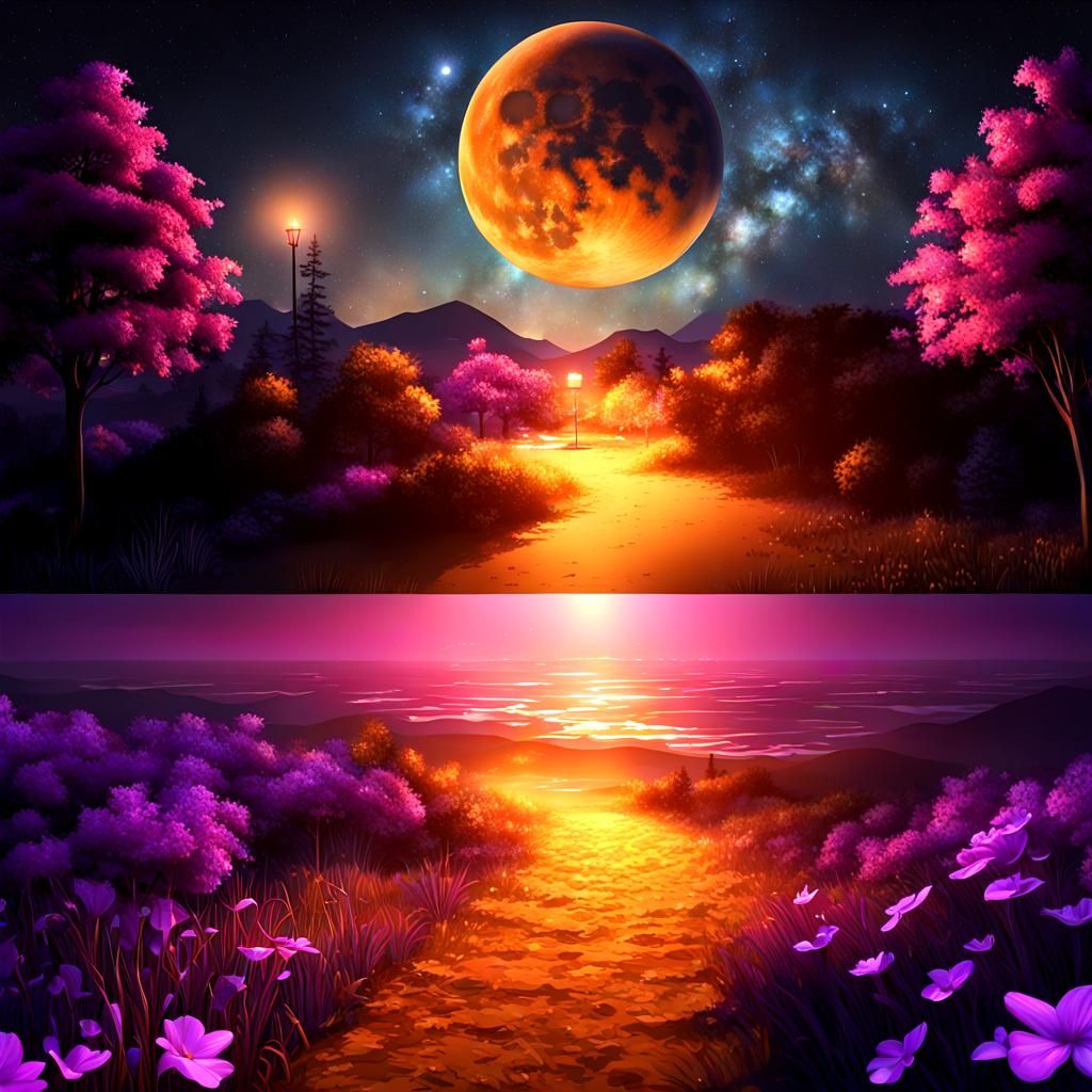 Hyperrealistic Night Scene with Detailed Rendering