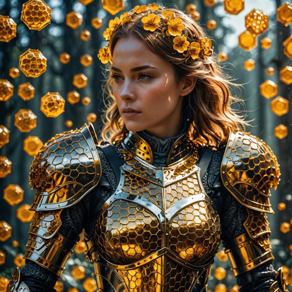 Honeycell Knight in Double Exposure, Hyperdetailed 3D