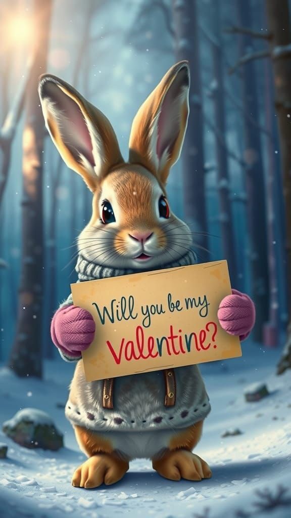 Whimsical Bunny in Snowy Wonderland