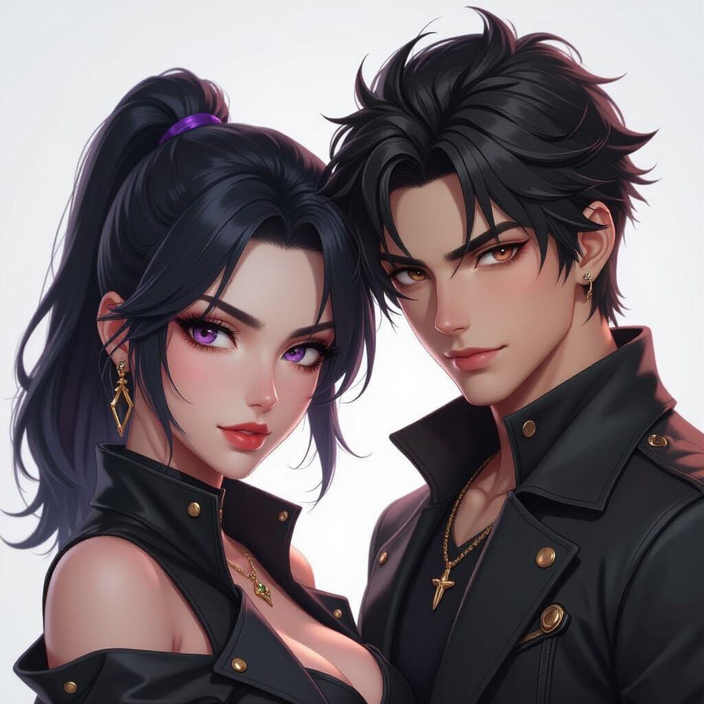Fierce Woman and Roguish Man in 3D Anime Style