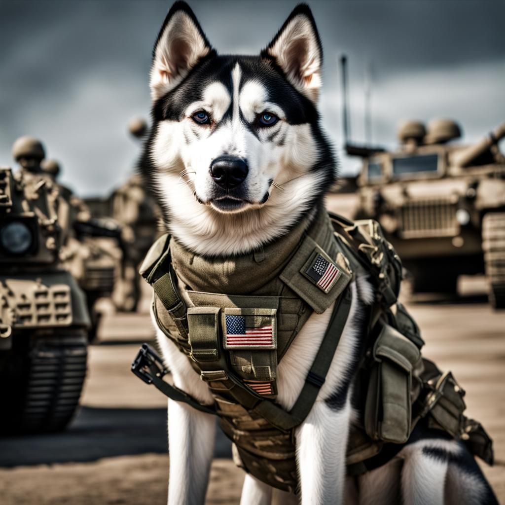 Husky in Modern U.S. Army Uniform