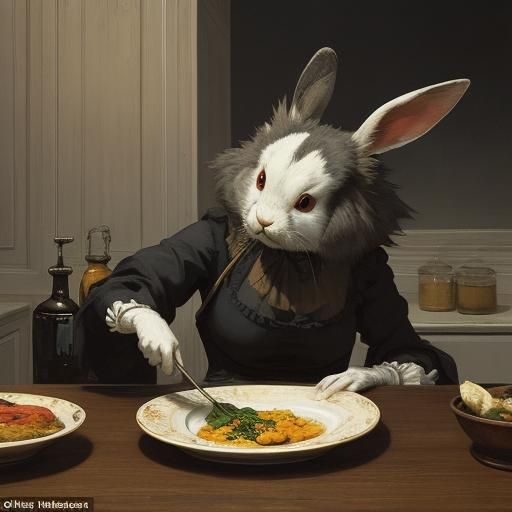 Surreal Kitchen Rabbit: Inspired by Classic Masters