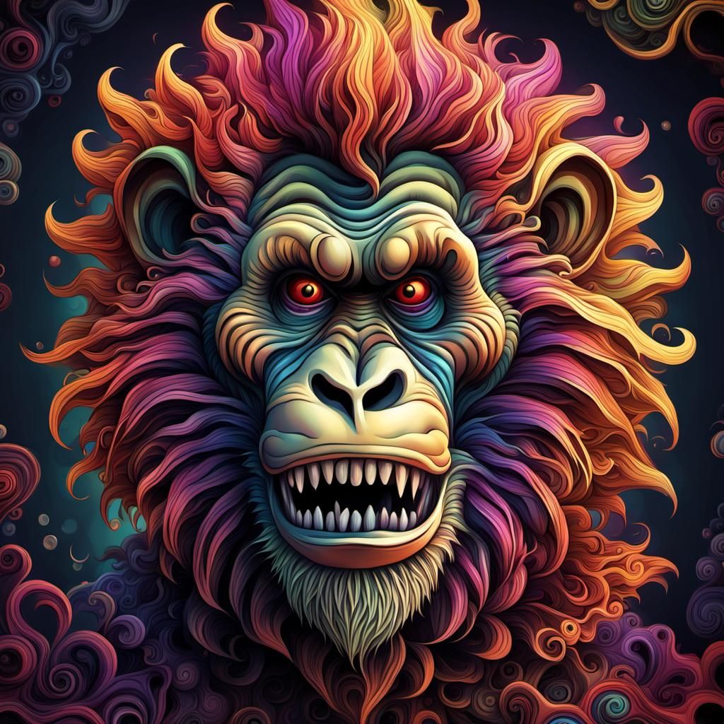 Zombie Monkey Clown Grinning Maniacally