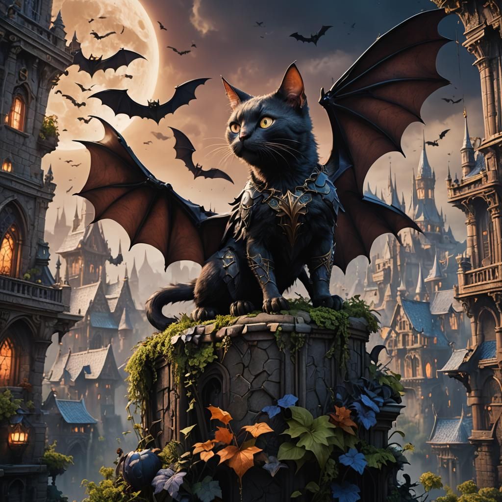 Cat-Bat Hybrid Creature Concept Art