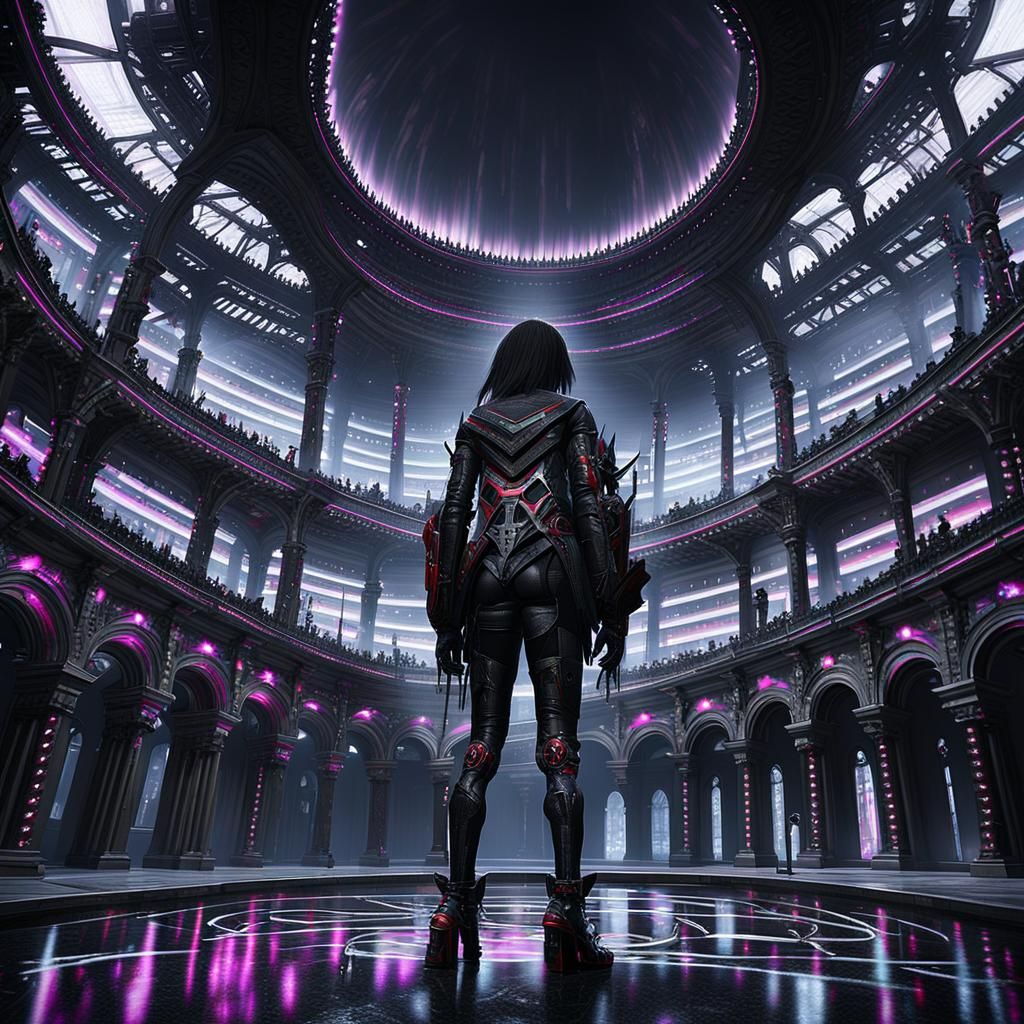 Dystopian Goth Widow in Anime Style, 8K