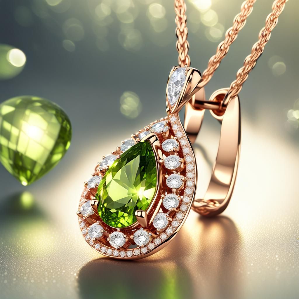 Rose Gold Peridot Jewelry: 3D Rendering Masterpiece