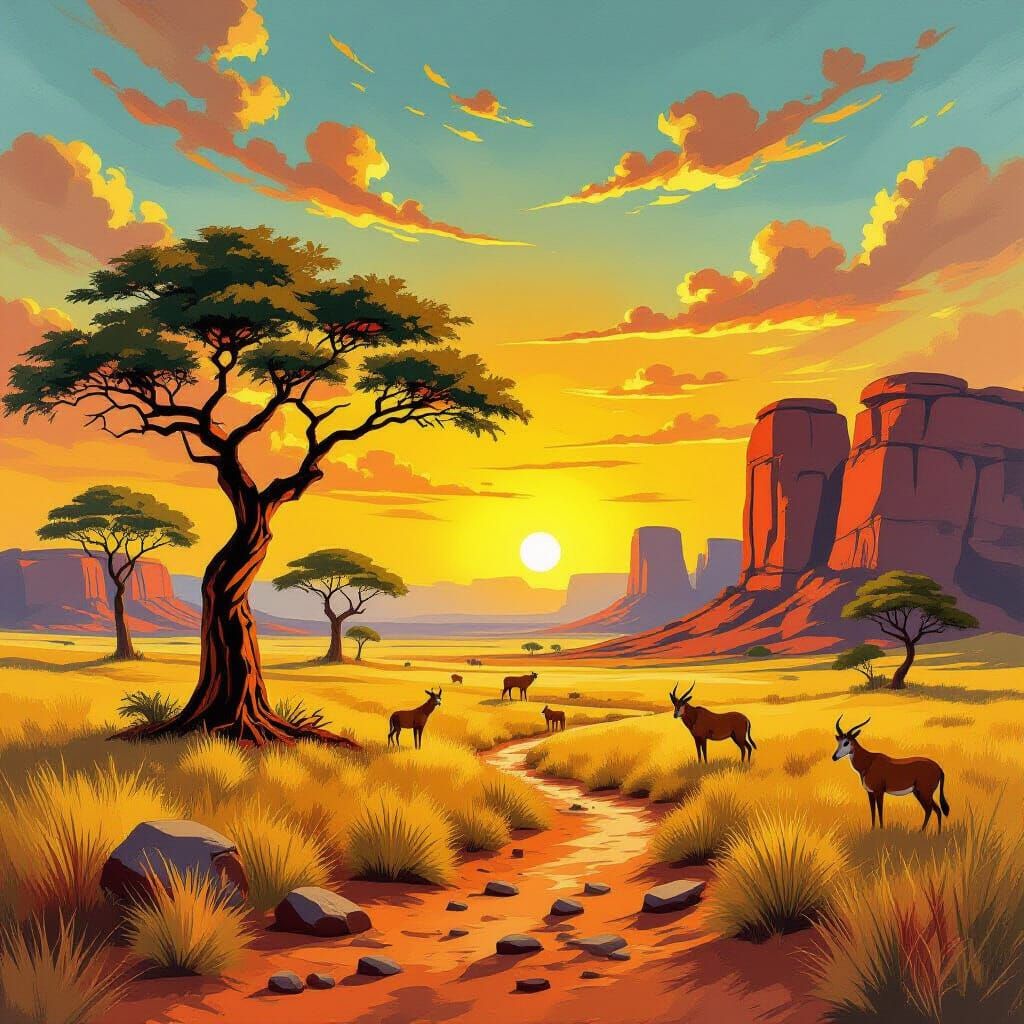 Surreal African Savannah Landscape