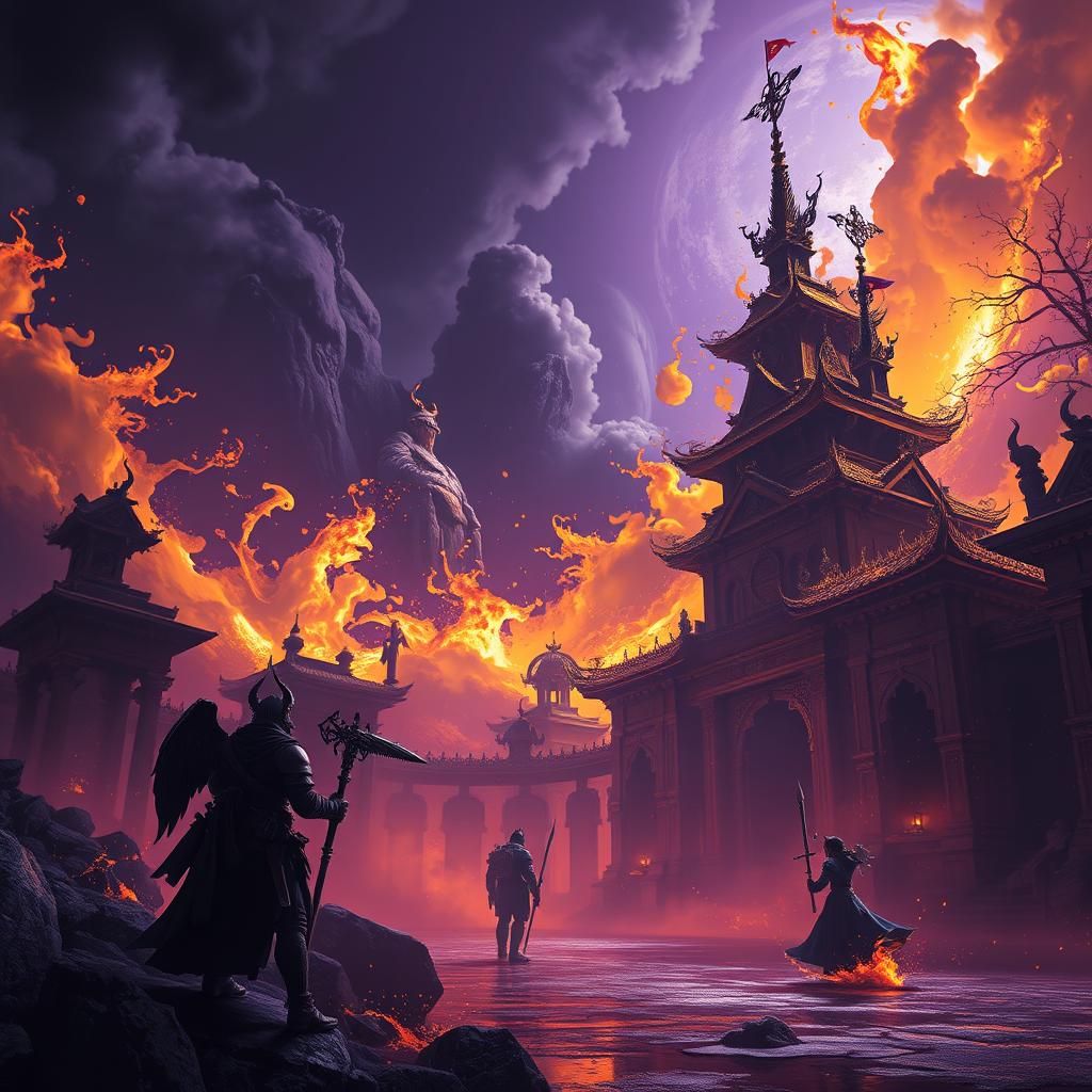 Samurai in Moonlight, Dark Fantasy Concept Art