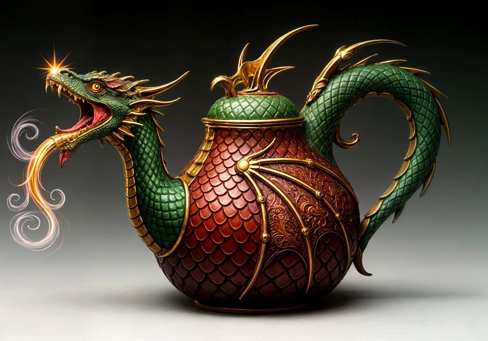 Fantastical Dragon Teapot Unleashing Fiery Steam